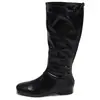 Botas Largas de Punta Redonda con Cierre Trasero Estilo Coreano para Mujer, Botas Altas hasta Debajo de la Rodilla, Botas Adelgazantes Blancas Maillard, Botas de Montar con Tacón Grueso