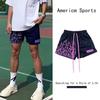 Pantalones Cortos de Baloncesto Americanos con Estampado de Llamas para Hombre Ins Export Deportes Fitness Entrenamiento Marca de Moda Verano Delgados de Tres Cuartos