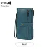 Cartera Larga Plegable para Mujer Antimanética RFID con Múltiples Ranuras para Tarjetas Bolso de Mano Retro Moda Europea y Americana Novedad Transfronteriza