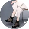 Sandalias de verano para mujer sandalias de malla de tacón medio para mujer beige huecas transpirables botas de malla botas de tacón cuadrado 35-41 talla grande