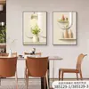 Pintura Decorativa de Restaurante Estilo Moderno Decoração de Mesa de Jantar Pintura de Parede Estilo Wabi-sabi Sensação de Luxo Novo Estilo Sala de Jantar Mural de Dois Painéis