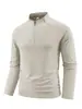 Camiseta Deportiva de Manga Larga para Hombre para Exteriores con Cuello Alto, Media Cremallera, Secado Rápido, Transpirable, Top de Golf, En Stock al por Mayor