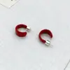 2026 Nueva Moda Forma de C Color Caramelo Esmalte Glaseado Aceite Goteo Personalidad Aguja de Plata de Ley 925 Versátiles Pendientes Sencillos