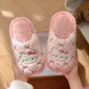 Pantuflas de algodón de gatito para otoño e invierno, pantuflas peludas de punta cerrada, pantuflas antideslizantes para interior del hogar, nuevas pantuflas de felpa 2025