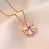 Collar para Mujer, Transfronterizo, Dos Formas de Usar, Flor de Cuatro Hojas Corazón, Corazón que se Abre y Cierra, Plegado de Amor, Lujo Ligero, Cadena de Clavícula de Gama Alta