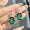 Anillo de Lujo Paraíba Verde de Moda Incrustado con Diamante de Alto Carbono Colgante de Corona Elegante Pendientes Tesoro de Color Traje para Mujer