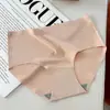 Pantaletas sexys sin costuras de seda helada para mujer, pantaletas de una sola pieza, transpirables de cintura media, bragas triangulares para mujer