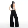 Pantalones Casuales de Pierna Ancha con Cordón en la Cintura Baja, Estilo Perezoso de Primavera, Color Naranja Infantil para Mujer, Corte Holgado, Diseño Adelgazante, Pantalones Versátiles de Longitud Completa.