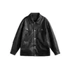 Yidao Vintage 2026 Primavera Nuevo Retro Americano Patchwork Desestructurado Solapa Fresco Corte Holgado Versátil Chaqueta de Piel PU
