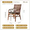 Silla de Ratán con Respaldo de Ratán Real, Silla Individual para Comedor, Silla de Ratán Vintage para Ocio, Silla Tejida Hecha a Mano para Balcón de Casa de Huéspedes Sofá