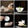 Taza de Té de Porcelana Blanca Dehua Hielo Jade, Taza de Maestro, Bol con Tapa, Taza Mar de Té, Taza de Aroma, Accesorios para Juego de Té Kung Fu