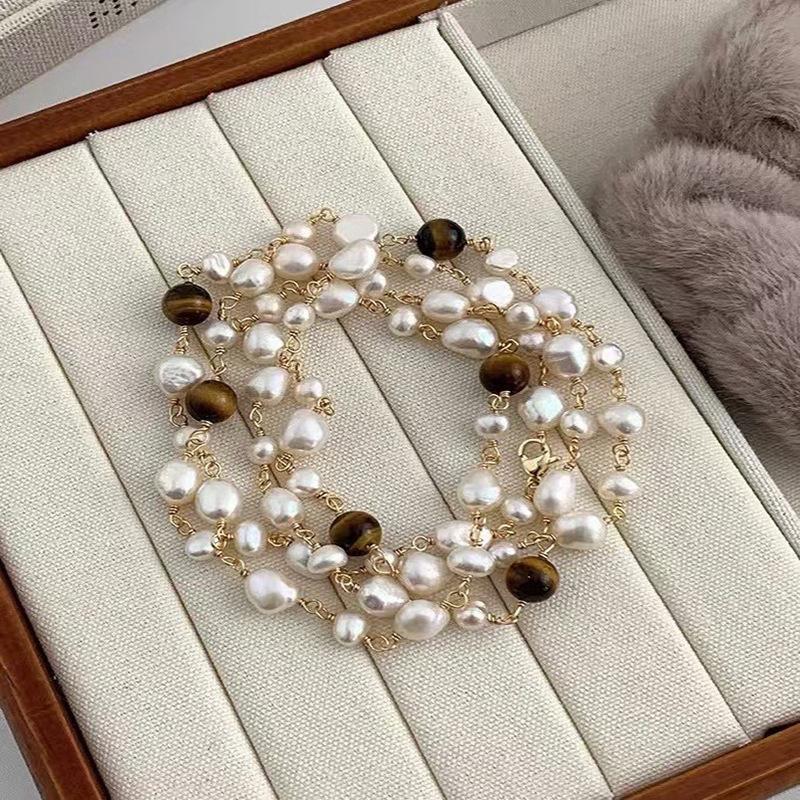 可调节天然淡水珍珠项链秋冬女法式复古轻奢高级感毛衣