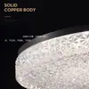 Luminária de teto de cobre de alta qualidade para quarto principal, vidro de cristal, estilo nórdico, luxo leve, redonda, atmosférica, criativa, para quarto