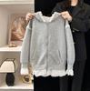 Cárdigan de moda de estilo coreano para niñas, chaqueta con capucha de encaje elegante y nueva para primavera y otoño.