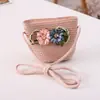 Verão Novo Conjunto Chapéu de Palha Familiar e Bolsa Chapéu de Praia Infantil para Meninas Pequeno Chapéu de Sol com Flor Fresca