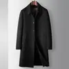 Casaco Masculino de Outono e Inverno de Comprimento Médio com Forro de Penugem de Ganso Removível, Trench Coat de Lã Dupla Face Estilo Jovem para Negócios, Roupa de Exterior Quente Casual