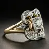 Anillos Geométricos Europeos y Americanos Huecos Tallados con Circonita, Joyería Retro de Moda para Hombres y Mujeres, Nuevos de Alta Venta Transfronteriza, Venta al por Mayor