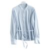 Camisa com Gola Alta para Mulheres 2025 Outono Nova Versátil Solta Emagrecedora Elegante Camisa para o Trabalho Moda Camisa Feminina