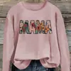 Sudadera Casual con Estampado de Letras para Mujer, Cuello Redondo - Rosa Suave, Cuatro Estaciones, Neutral, Estampado de Mamá, Pulóver,