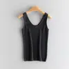 Camiseta sin mangas básica casual de punto 100% cachemir para mujer, color liso, cuello redondo bajo, Primavera/Verano 2025
