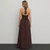 Vestido largo elegante de estilo vacacional 2026, cruzado europeo y americano, con lunares, cuello halter, escote en V pronunciado, sin espalda, corte ajustado, adelgazante