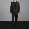 Traje para hombre, casual de negocios ligero, corte ajustado, versátil, moderno, estilo intelectual, prenda exterior de alta gama, negro