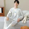 Pijama Masculino 100% Algodão, Primavera e Outono, Manga Longa, Casual, Conjunto de Loungewear de Alta Qualidade, Pode Ser Usado Fora de Casa, Novo Modelo 2026