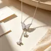 Collar Mariposa Diamante Brillante con Borla Diseño de Nicho Joyería de Nuevo Estilo Venta al por Mayor Cadena para Clavícula de Lujo Ligero Cadena para el Cuello de Mujer