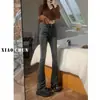 Ceniza de Cemento Vintage Micro La Jeans para Mujer Cintura Alta Moda Verano 2024 Nuevos Ajustados Ceñidos de Pierna Ancha hasta el Suelo