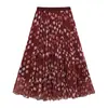 Barcelona Luz e Sombra "Andando" Saia Guarda-Chuva Estilo Férias Estampa Retro Plissada Fluida Saia 26 Outono Novo Modelo