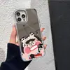 Faixa de Cabeça de Panda Menina Capa de Celular Espelhada Apple 15 Divertida Desenho Animado Espelho de Maquiagem Portátil Capa de Celular iPhone 17