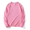 Camiseta de Algodón Puro de Cuello Redondo y Manga Larga de 220g Personalizada Color Puro Ropa de Otoño Ropa Base Ropa de Manga Larga Ropa de Clase Ropa DIY Impresión de Logo