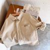 Camisa de Manga Larga para Hombre, Mujer y Niño de Primavera y Otoño Camisa de Pana con Letras Coreanas Estilo Occidental para Bebé Moda Infantil