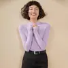 Suéter de Tricô Cashmere de Alta Qualidade Modelo Novo 2026, Blusa de Tricô Gola Alta Meia, Caimento Justo Estilo Coreano