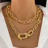 Collar de Dos Piezas Personalizado de Moda Transfronterizo Europeo y Americano Amazon Moda Hebilla Geométrica de Metal Collar para Clavícula para Mujer