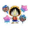 Globo Redondo de Dibujos Animados One Piece Luffy de 18 Pulgadas, Juego de Cinco Piezas de Globos, Globos Decorativos para Ambiente de Fiesta Infantil