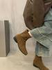 Botines Retro de Gamuza de Gama Alta Europeos y Americanos para Mujer, Nuevo Estilo Otoño e Invierno 2026, Botines sin Cordones de Tacón Grueso, Botines Ajustados para Mujer