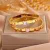 Pulsera de Acero Inoxidable de Grado Comercial, con Incrustaciones de Diamantes en Forma de Corazón, de Lujo Ligero, Elegante, de Nicho, Versátil, para Mujer