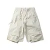 Pantalones cortos de pierna recta cropped de lavado pesado de la marca de moda de estilo japonés Rumeng para hombre, shorts casuales retro de alta costura para verano, ropa de trabajo holgada