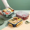 Marmita compartimentada de aço inoxidável, marmita de plástico estilosa para estudantes com compartimento para salada, marmita para micro-ondas para trabalhadores de escritório