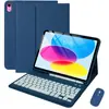 Adecuado para iPad A16 11 pulgadas 2025 Teclado Bluetooth Funda de cuero 10ª generación Tecla color cara Teclado blanco retroiluminado