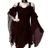 AliExpress wish Amazon eBay vestido de color 5 tamaños correa hombros descubiertos manga amplia grande botón irregular