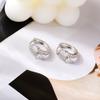 Elegantes aretes de cruz con diamantes completos estilo francés, circonita en forma de gota de agua, moda simple, alta gama, cabeza de serpiente enrollada, lujo ligero, aretes de aro