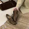 Zapatos Retro Hechos a Mano 2024 Nuevo Estilo Francés de Suela Plana con Hebilla Dorada para Mujer de Tacón Grueso Casual Estilo Británico Mocasines Slip-On