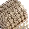 6 Filas de Rhinestones de Resina con Forma de Flor de Doble Hoja, Fila de Diamantes, Perforaciones de Malla de Plástico Electroplateado, Accesorios para Ropa, Venta al por Mayor Personalizada para Boda