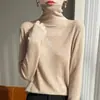 Suéter de Punto de Lana Soluble en Agua de Cuello Alto de Manga Larga para Mujer Color Sólido Holgado Camisa Base Superior Otoño/Invierno 2026