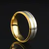 Anillo de Acero Inoxidable Europeo y Americano Transfronterizo Simple y Dominante Elegante Joyería al por Mayor 8mm Dorado Doble Peldaño Mate
