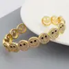Pulsera Popular de Cara Sonriente Transfronteriza Lujo Accesible Estilo Ins Moda Elegante Europea y Americana Pulsera Abierta de Cobre y Diamante de Gama Alta para Mujeres