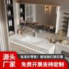 Baño Combinación de Gabinete de Baño Estilo Crema Pizarra Cerámica Lavabo Integrado de Termocurvado Inodoro Lavado