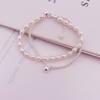 Pulsera de perlas de agua dulce estilo coreano para mujer, cadena brillante de galaxia, pulsera de perlas barrocas, pulsera de doble capa para mujer, venta al por mayor